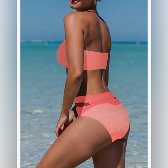 HILINKER 2 Piece Bikini High Waisted Bandeau Bathing Suit Swimsuit- Size XL - Picture 2 of 7